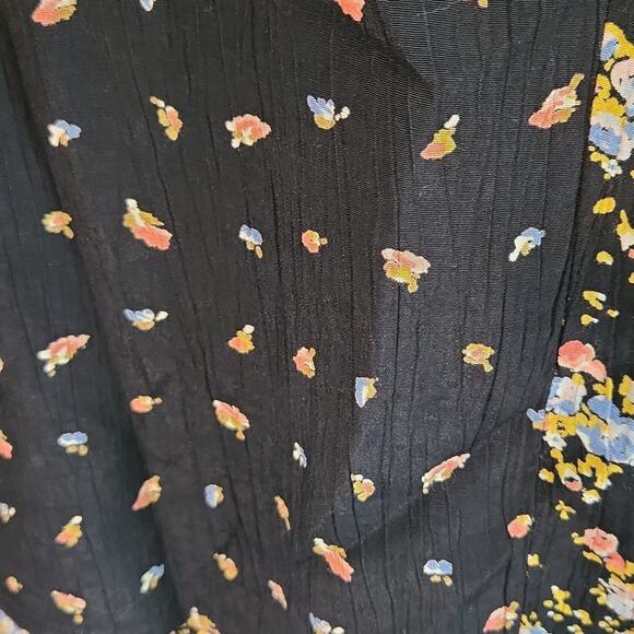 Vintage A.K.F. FOR MS ITERPRET Black Floral Textured Blouse Shirt XL Cottagecore - Picture 6 of 10